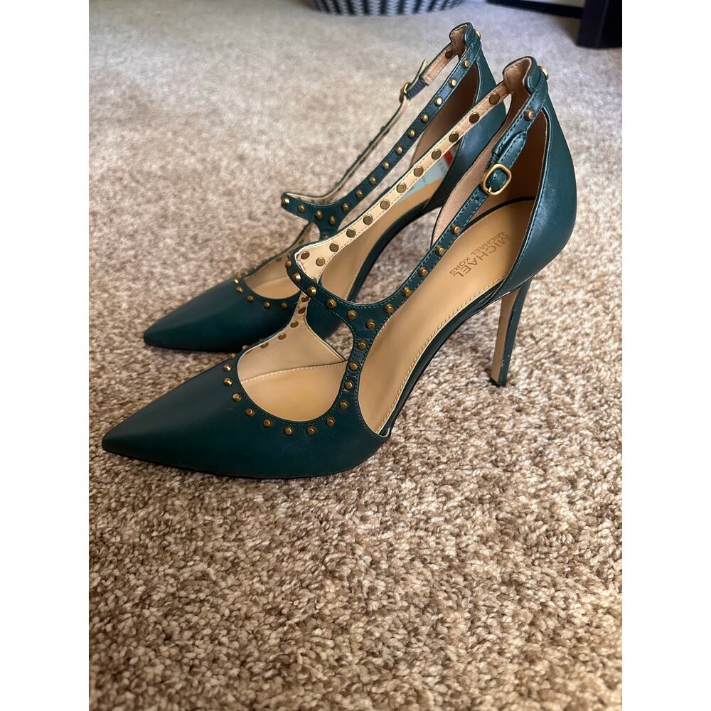 Michael Kors Forest Green Leather “Ava Studded Pump” Size 9.5 ~ New/Unworn - Picture 4 of 5